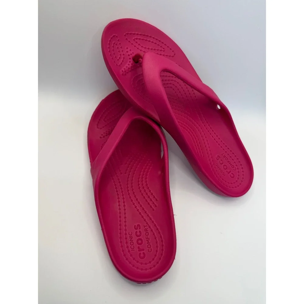 Crocs Kadee II Flip Flops Womens 6 Pink Sandals Lightweight Comfort 202492